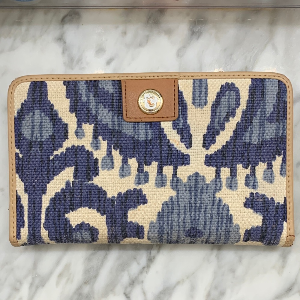 Spartina 449 Daufuski Island Blue and Cream Linen Large Wallet